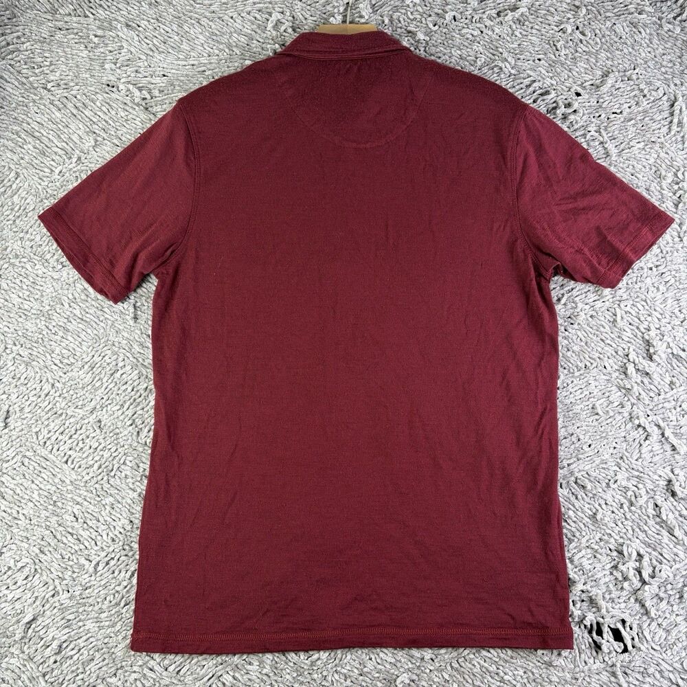 Woolly Everyday Merino Polo Shirt Mens Medium Red Short Sleeve Stretch Golf Work - Picture 4 of 6